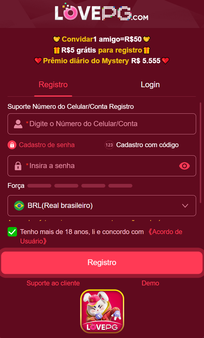 Cadastro rápido e seguro na lovepg.com